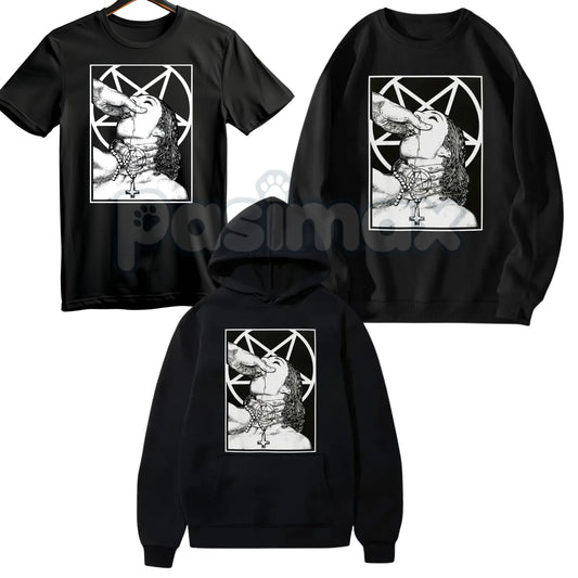 Unholy Nun Naughty Graphic T-Shirt – Dark Gothic Aesthetic Hoodie & Edgy Streetwear Sweatshirt-Pasimax