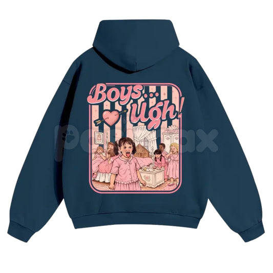 Unisex “Boys...Ugh!” 90s Movie Quote Hoodie – Funny Valentine's Streetwear Pullover, Retro Y2K Aesthetic Graphic Hoodie-Pasimax