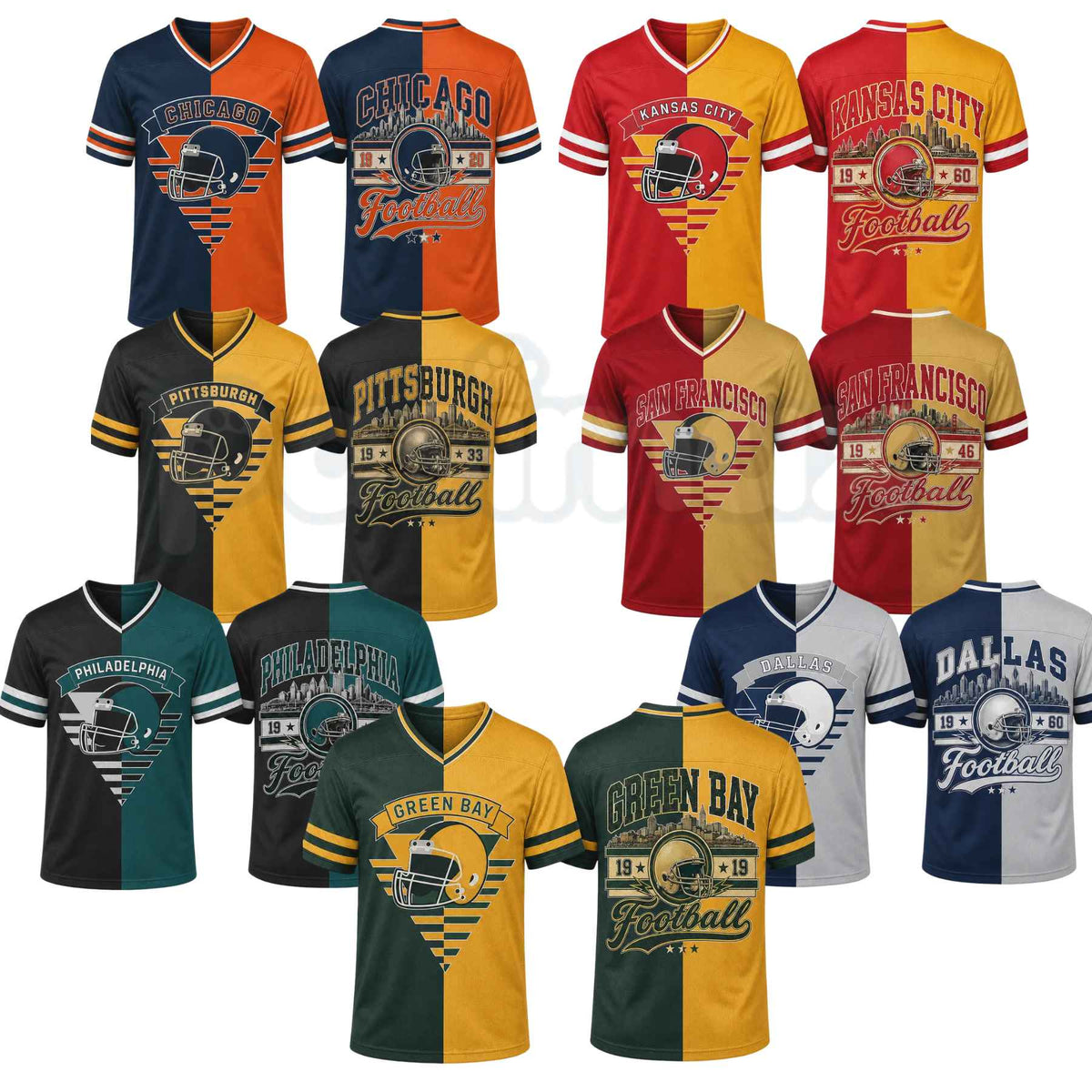 Unisex V-Neck Short-Sleeve Fan Shirt – Two-Tone Split Design Athletic Streetwear Tee-Pasimax