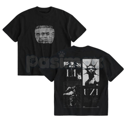 Uziii Double-Sided Heavy Cotton Graphic Tee - Premium Tactical Streetwear Shirt, Bold Urban Graphic Apparel, Heavyweight Double-Print Hypebeast Tee-Pasimax