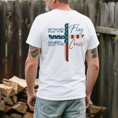 VIBEZONE Christ Flag The Cross T-Shirt - 2-Sided Faith Apparel, Unisex Christian Tee, Trendy Religious Top-Pasimax