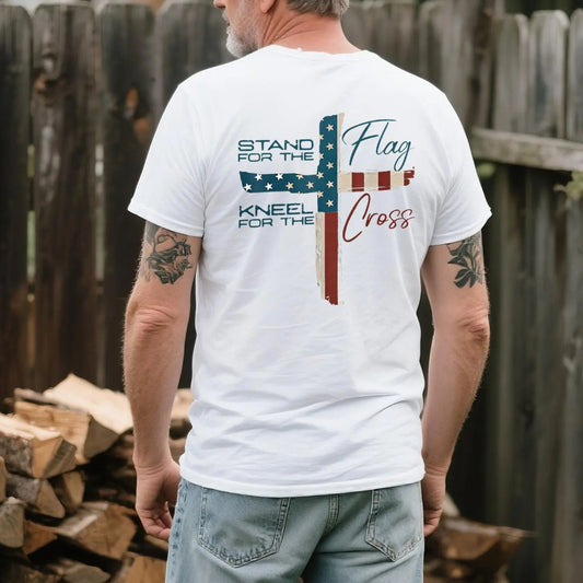 VIBEZONE Christ Flag The Cross T-Shirt - 2-Sided Faith Apparel, Unisex Christian Tee, Trendy Religious Top-Pasimax
