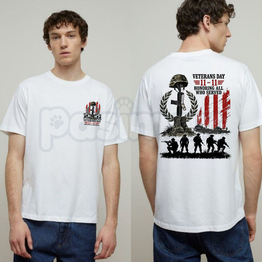 VINTAGE Veterans Day 11-11 Shirt – Honoring All Who Served Patriotic Military Tee-Pasimax