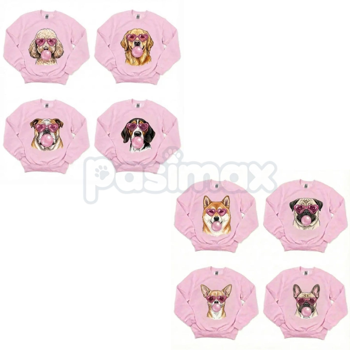Valentine’s Day Dog Shirt | Heart Glasses & Bubblegum Tee | Funny Dog Mom Valentine Sweatshirt | Aesthetic Pet Lover Crewneck | Y2K Retro Dog Graphic Jumper | Cute Puppy Valentine Pullover-Pasimax