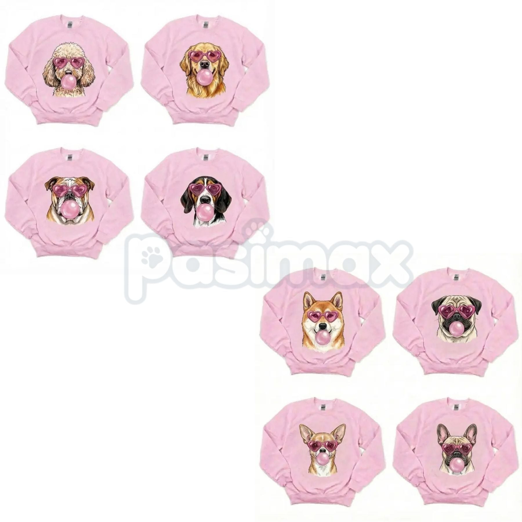 Valentine’s Day Dog Shirt | Heart Glasses & Bubblegum Tee | Funny Dog Mom Valentine Sweatshirt | Aesthetic Pet Lover Crewneck | Y2K Retro Dog Graphic Jumper | Cute Puppy Valentine Pullover-Pasimax
