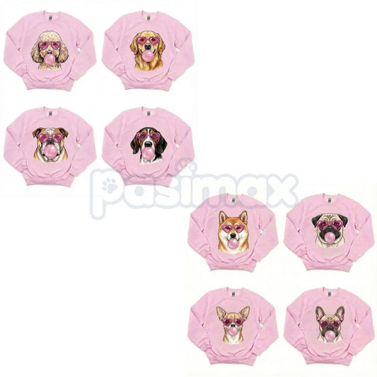 Valentine’s Day Dog Shirt | Heart Glasses & Bubblegum Tee | Funny Dog Mom Valentine Sweatshirt | Aesthetic Pet Lover Crewneck | Y2K Retro Dog Graphic Jumper | Cute Puppy Valentine Pullover-Pasimax