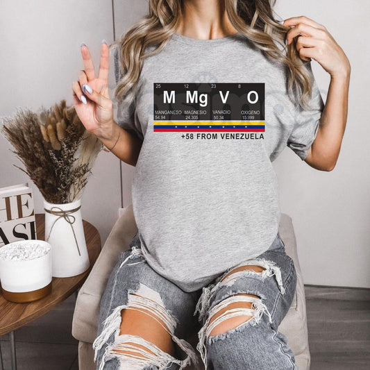 "Venezuela Periodic Table" Graphic T-Shirt – Venezuelan Pride +58 Code Tee, Premium 100% Cotton Latin Heritage Top, Soft Lived-In Heavyweight National Pride Shirt, Made in USA-Pasimax