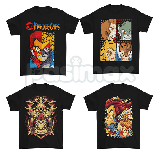 Vintage 80s Cartoon Thundercats Graphic Tee – Retro Character Grid Print Shirt, Nostalgic Streetwear Unisex T-Shirt-Pasimax
