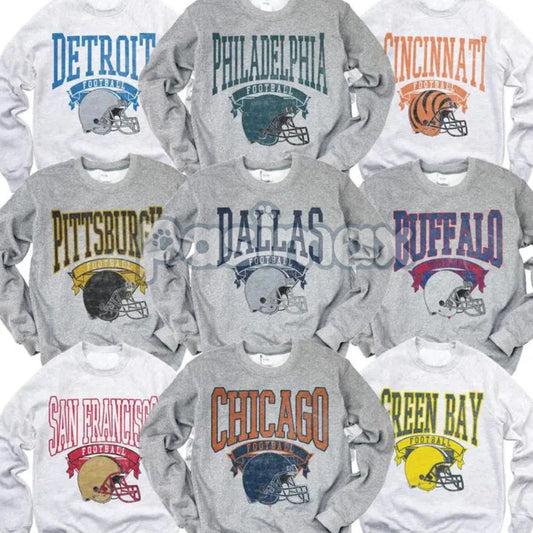 Vintage All 27 Team Football Sweatshirt – Nostalgic Hometown Crewneck in Ash Color-Pasimax