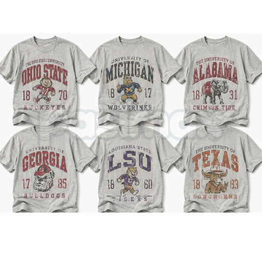 Vintage All Team Football Mascot T-Shirt – Retro College Team Graphic Tee, Classic Gridiron Game Day Unisex Cotton Shirt-Pasimax