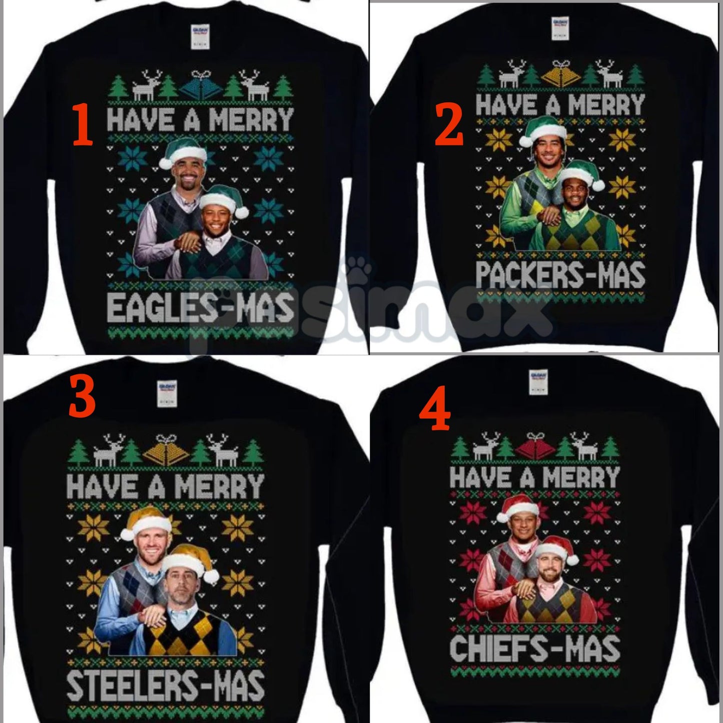 Vintage Christmas All Team Football Step Brothers Crewneck – Funny Holiday Movie Sweatshirt (Black)-Pasimax
