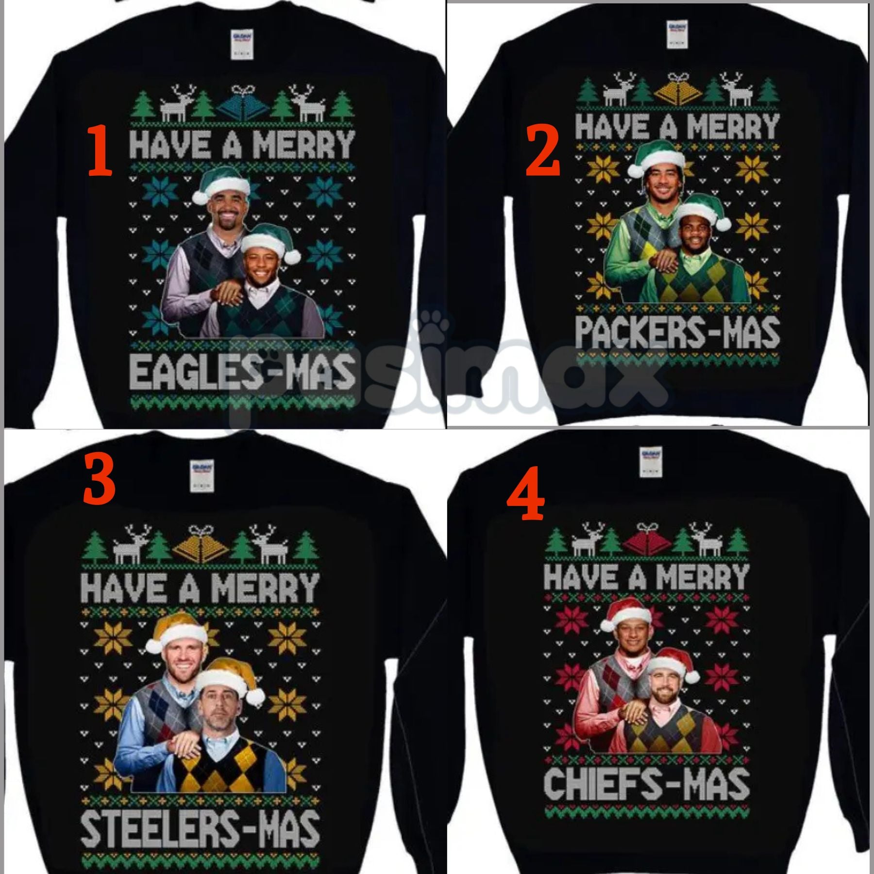 Vintage Christmas All Team Football Step Brothers Crewneck – Funny Holiday Movie Sweatshirt (Black)-Pasimax
