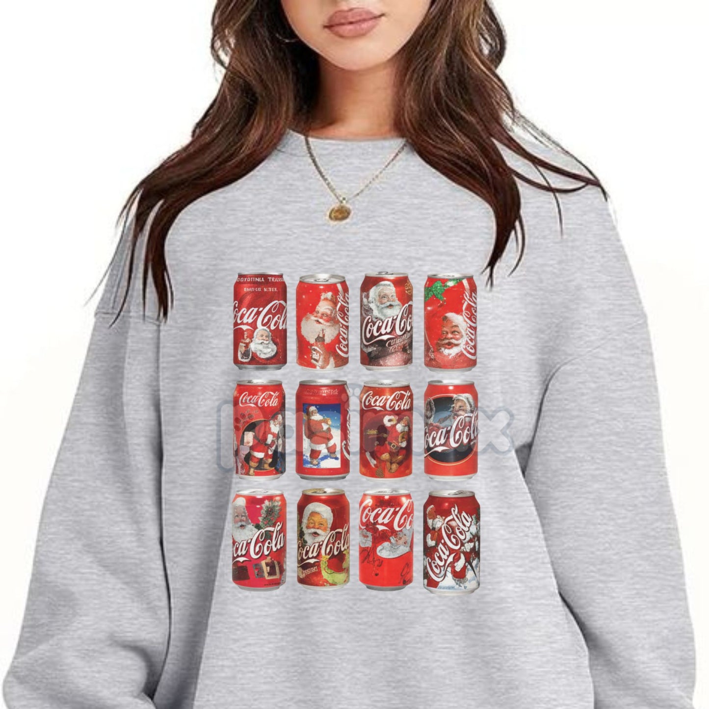 Vintage Coke Santa Cans Christmas Sweatshirt – Retro Holiday Crewneck-Pasimax