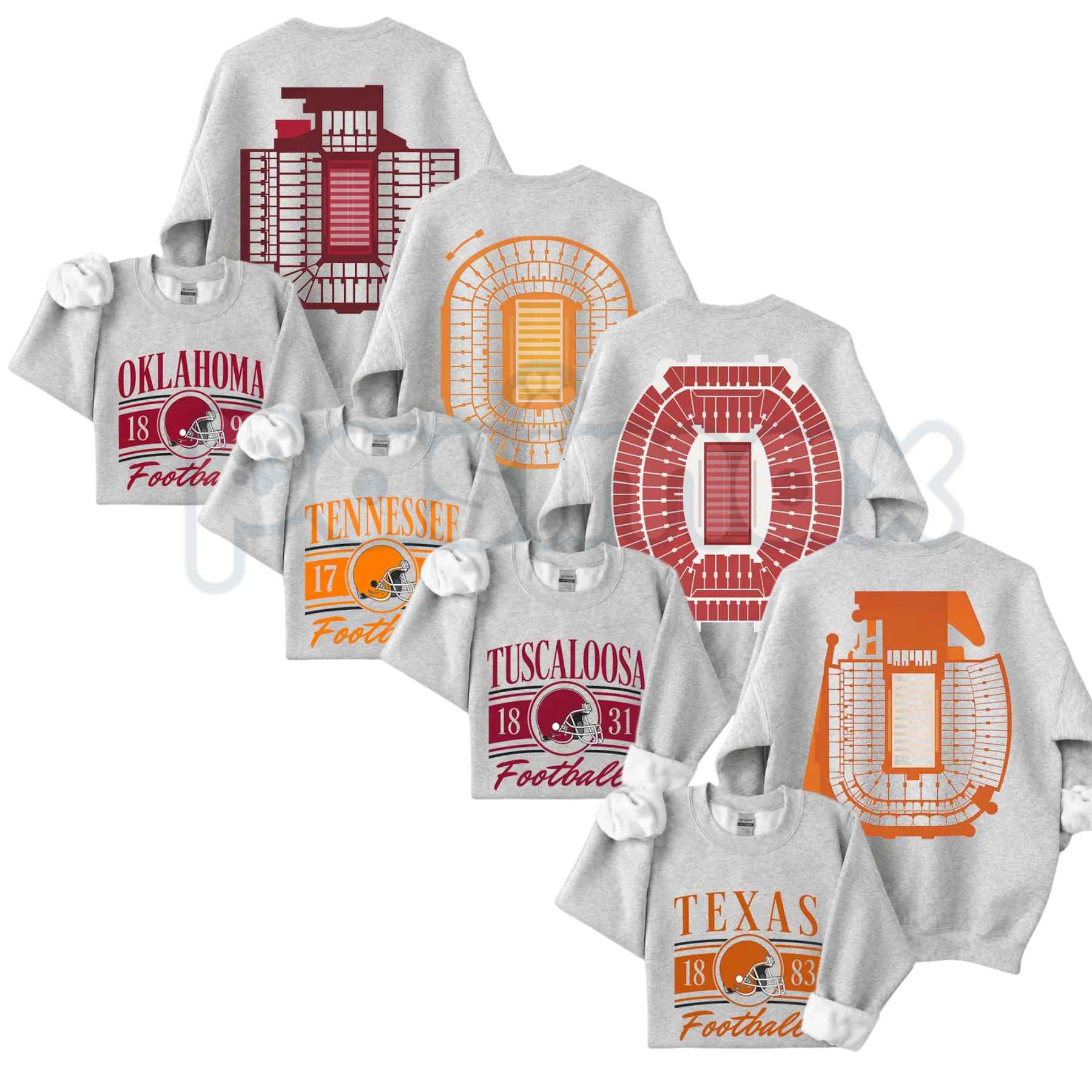 Vintage College Football 2 Sided Sweatshirt | Ash Grey Sports Top-Pasimax