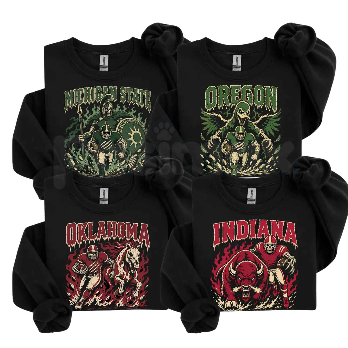 Vintage College Football Skull Sweatshirt | Retro All Teams Sports Top-Pasimax