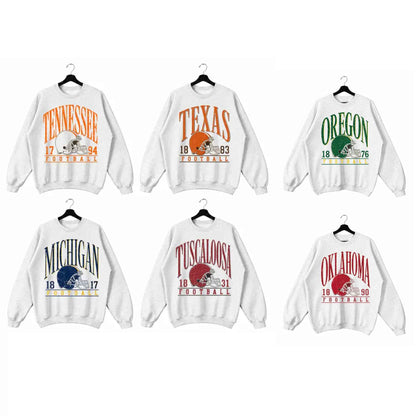 Vintage College Football Sweatshirt | Ash Grey Game Day Pullover-Pasimax