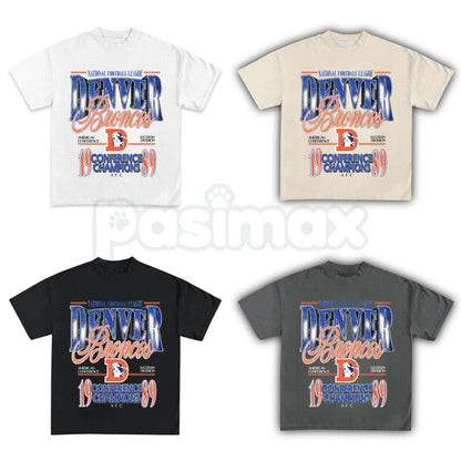 Vintage Denver Football Graphic T-Shirt - Retro Denver Fan Crewneck Shirt, Mile High Football Inspired Tee, Classic Colorado Sports Apparel, Premium Heavyweight Game Day Top, Nostalgic Denver Football Fan Gift-Pasimax