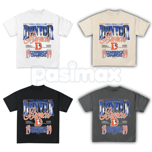 Vintage Denver Football Graphic T-Shirt - Retro Denver Fan Crewneck Shirt, Mile High Football Inspired Tee, Classic Colorado Sports Apparel, Premium Heavyweight Game Day Top, Nostalgic Denver Football Fan Gift-Pasimax