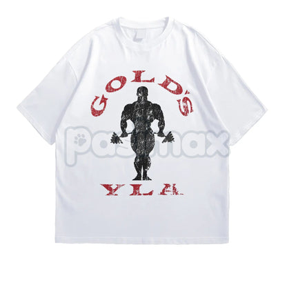 Vintage Gold’s Gym Distressed T-Shirt - Retro Bodybuilding Muscle Beach Tee, Old School Weightlifting Heritage Shirt, 1965 Venice Beach Training Top-Pasimax