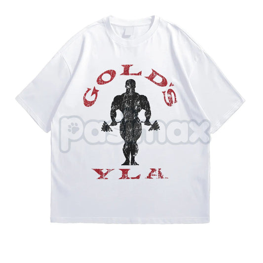 Vintage Gold’s Gym Distressed T-Shirt - Retro Bodybuilding Muscle Beach Tee, Old School Weightlifting Heritage Shirt, 1965 Venice Beach Training Top-Pasimax