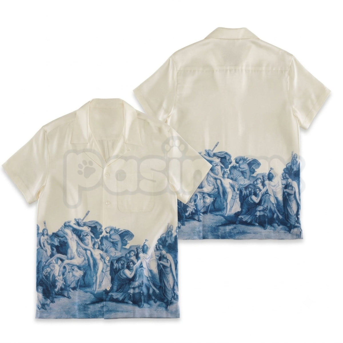 Vintage Greek Mythology Oil Painting Hawaiian Camp Collar Shirt-Pasimax