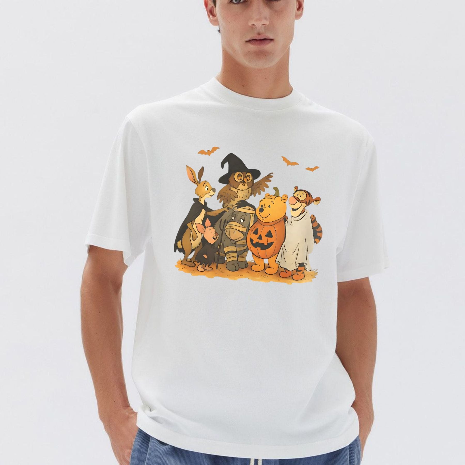 Vintage Halloween Animal Friends T-Shirt - Retro Cartoon Fall Tee, Cute & Spooky Collectors Apparel-Pasimax