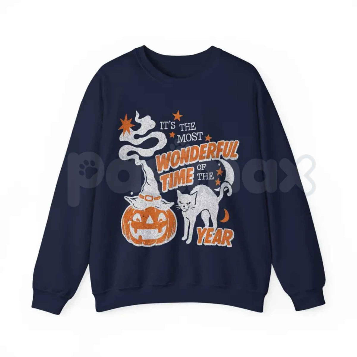 Vintage Halloween Sweatshirt | Retro 90s Spooky Black Cat Crewneck-Pasimax