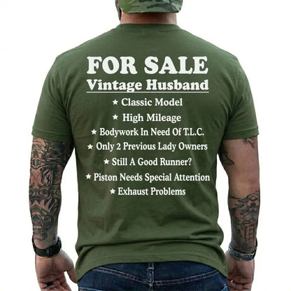 "Vintage Husband For Sale" T-Shirt – Funny Marriage Retro Graphic Tee-Pasimax