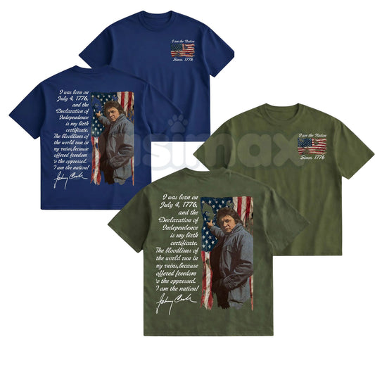Vintage "I AM THE NATION" Music Singer T-Shirt – Retro Outlaw 2-Sided Graphic Tee, Premium 100% Cotton Country Legend Fan Top, Soft Lived-In Heavyweight Waylon Aesthetic Shirt, Made in USA-Pasimax