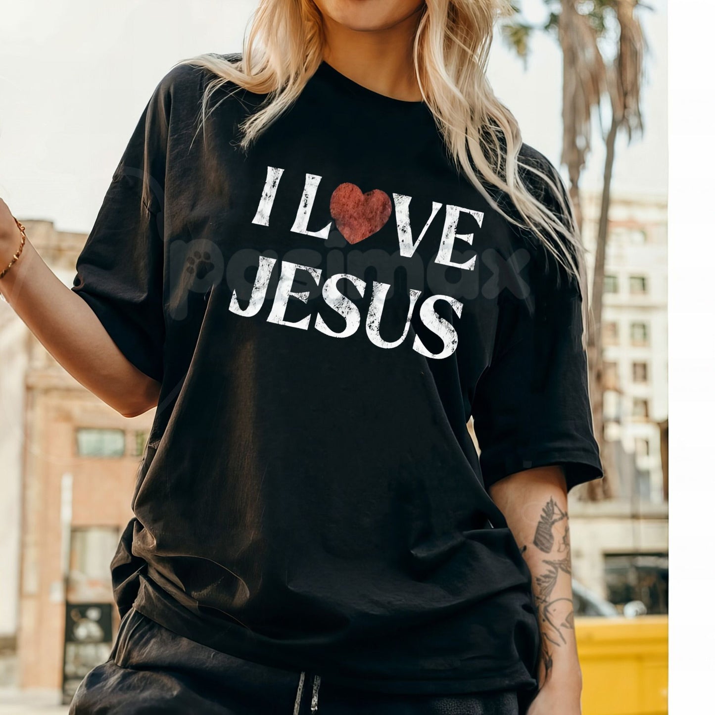 Vintage "I Love Jesus" Print T-Shirt - Retro 70s Christian Graphic Tee, Faith-Based Throwback Apparel, Classic Jesus Peace & Love Fan Gift-Pasimax