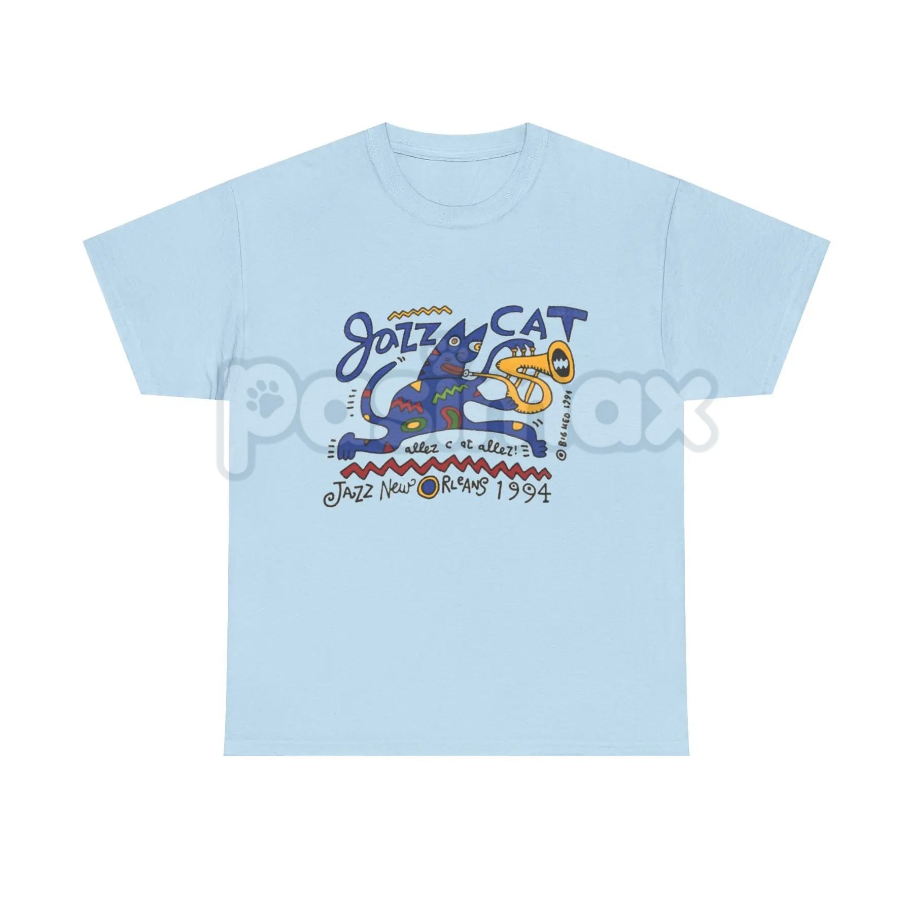 Vintage Jazz Cat "Midnight Session" T-Shirt - Retro Saxophone Cat Graphic Tee, Blue Note Style Jazz Apparel, Mid-Century Modern Music Shirt, Lofi Aesthetic Sax Cat Top, Premium Heavyweight Musician Gift-Pasimax