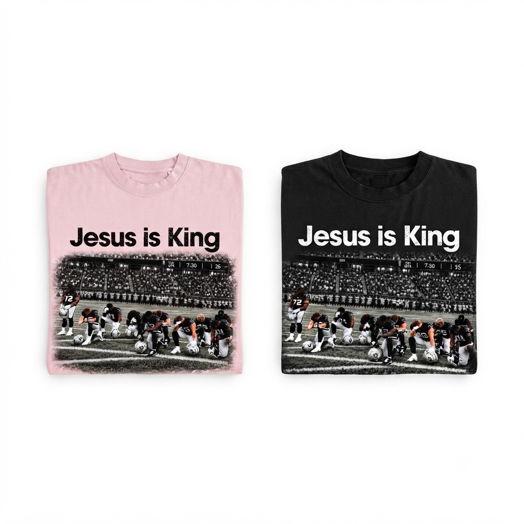 Vintage Jesus Is King Football Shirt – Retro Praying Team Graphic Unisex T-Shirt-Pasimax