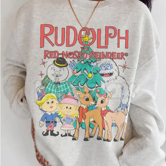 Vintage Look Rudolph Sweatshirt Christmas Crewneck | Retro Rudolph the Red-Nosed Reindeer Shirt | Classic Christmas Jumper-Pasimax