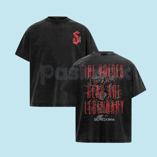 Vintage Shinedown Rock Band T-Shirt – Double-Sided Graphic Concert Tee, Lightweight Acid Washed Cotton Music Streetwear-Pasimax