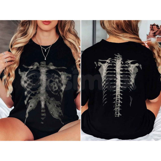 Vintage Skeleton Bones T-Shirt – Retro Skull Anatomical Unisex Cotton Graphic Tee-Pasimax