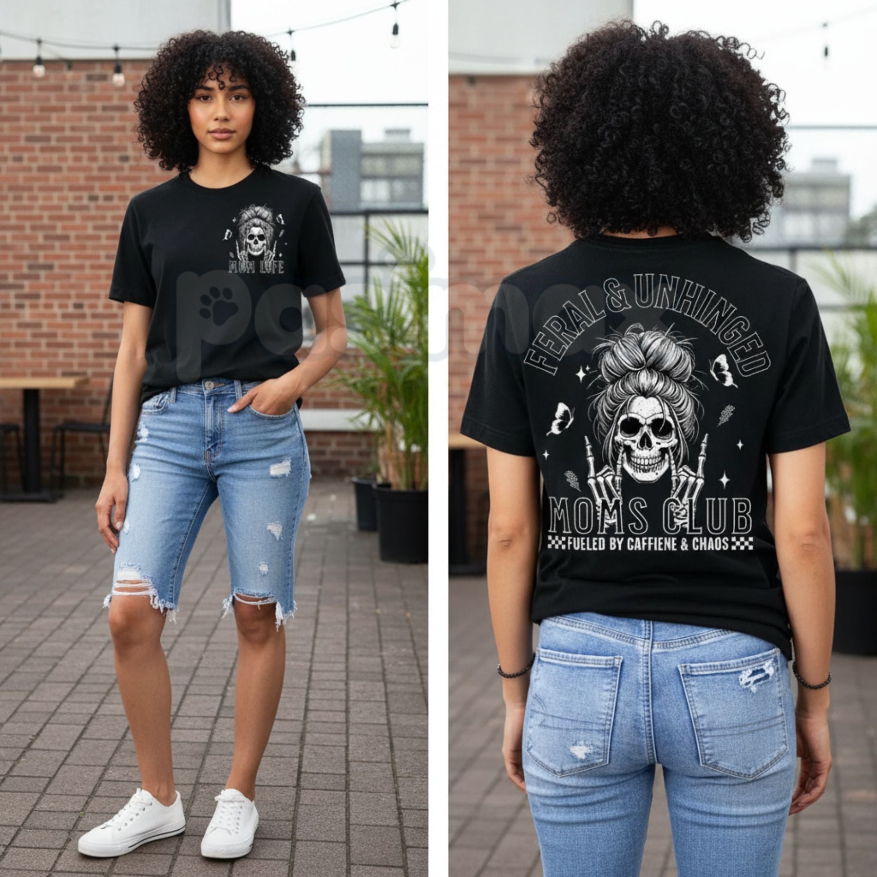 Vintage Skeleton Coffee Mom T-Shirt - Feral and Unhinged Moms Club Grunge Tee, Premium 100% Cotton Gothic Motherhood Shirt, Retro Spooky Aesthetic Mom Gift, Coffee-Obsessed Skeleton Graphic Top, Comfortable Lived-In Mama Streetwear-Pasimax