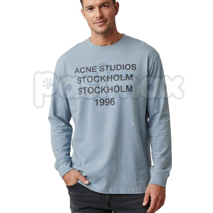 Vintage Stockholm 1996 Printed Dusty Pink Long Sleeve Tee – Retro European Graphic Shirt for Men & Women-Pasimax