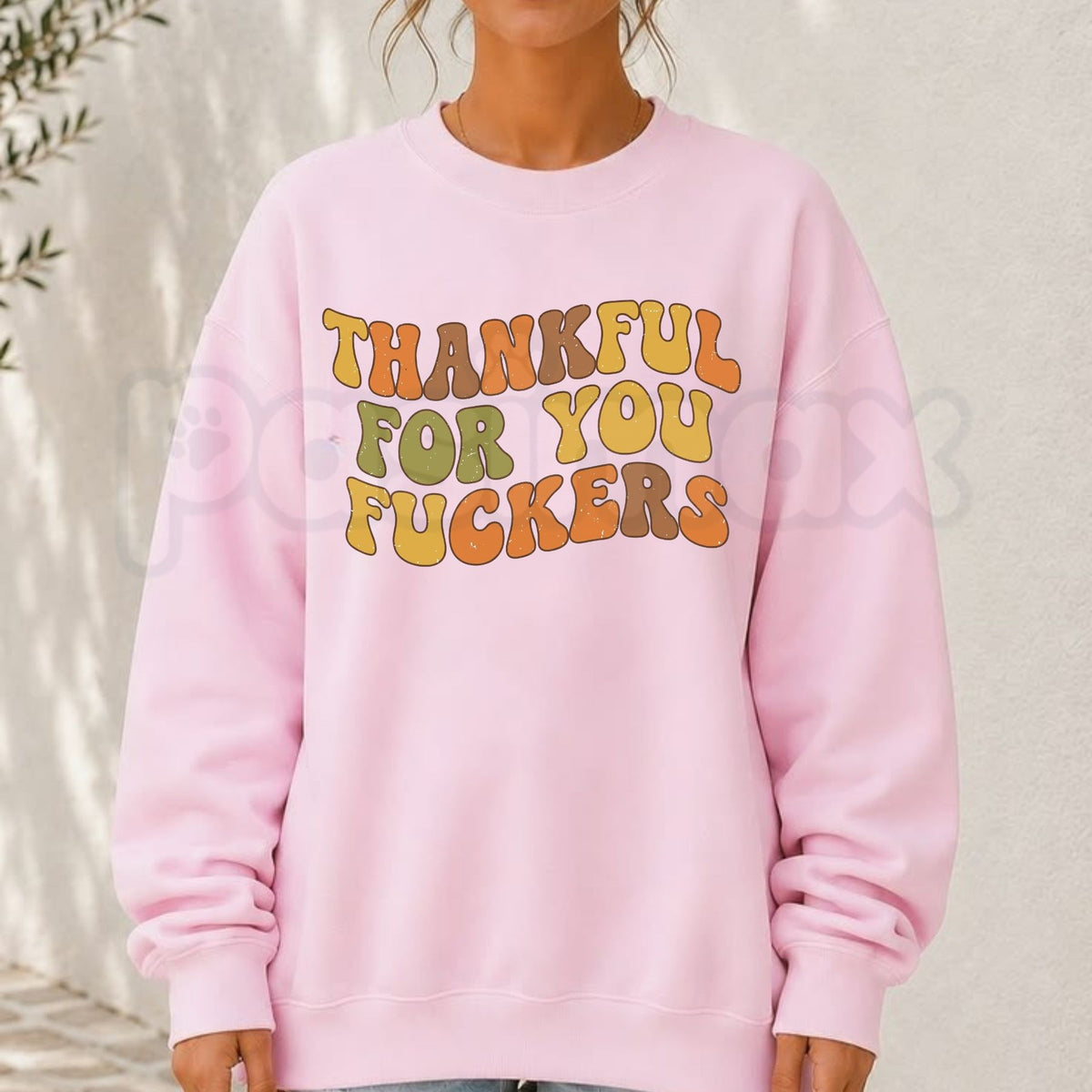 Vintage Thankful For You Fuckers Sweatshirt | Funny Friendsgiving Graphic Crewneck-Pasimax