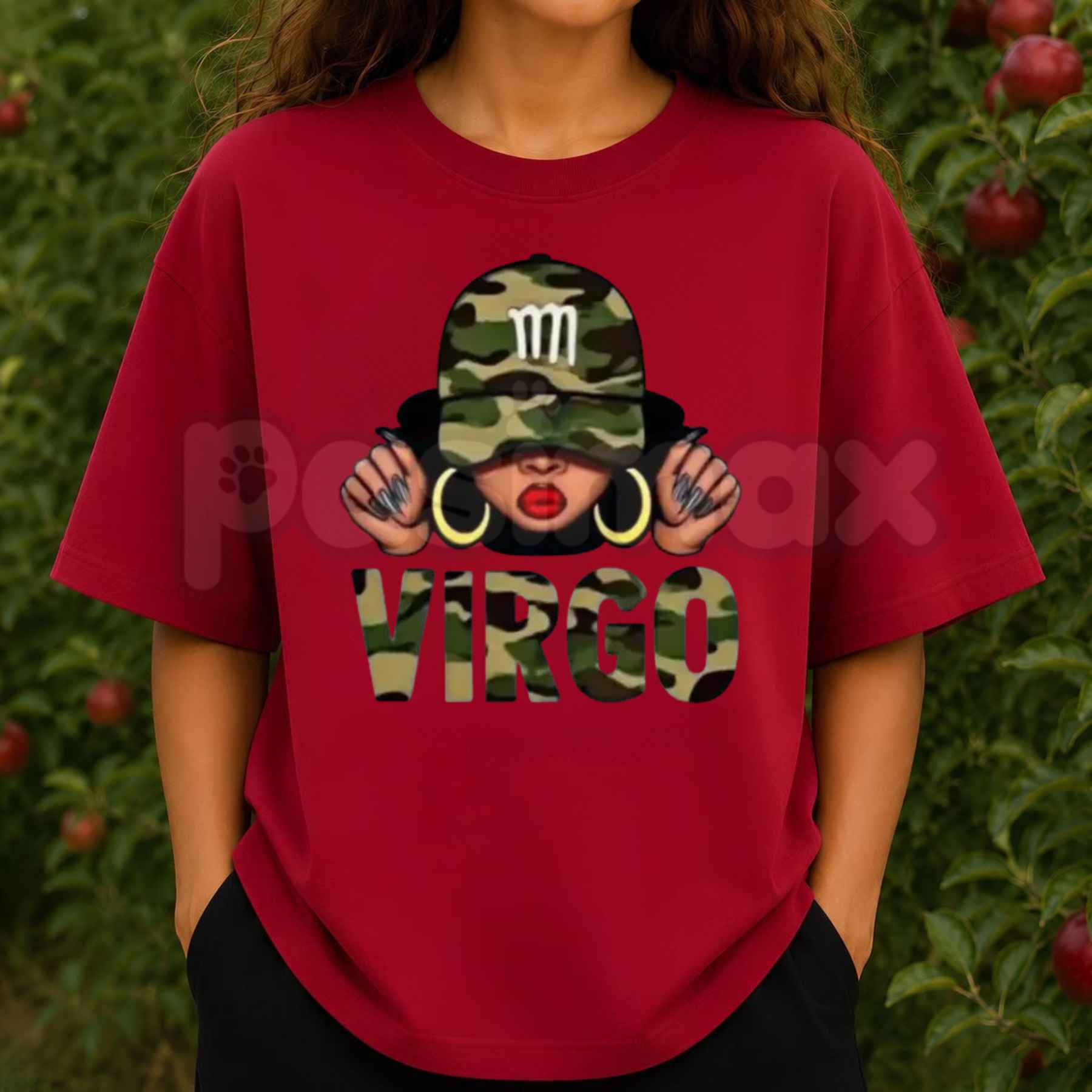 Virgo Queen Camo Hat T-Shirt – Vintage Zodiac Birthday Unisex Cotton Graphic Tee-Pasimax