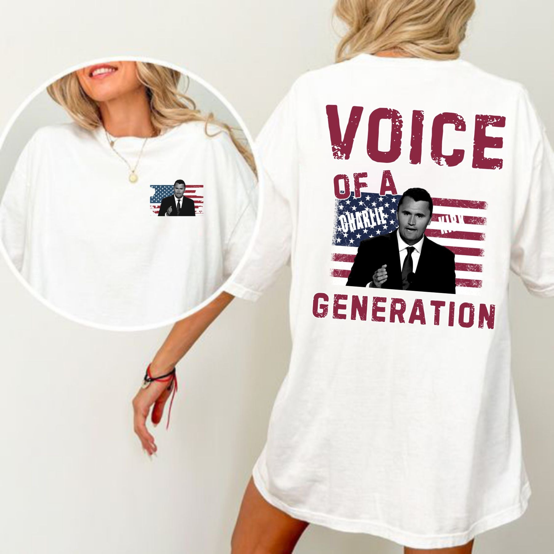 "Voice of a Generation" Charlie Kirk T-Shirt - Double-Sided Unisex Tee, Political Statement Apparel-Pasimax