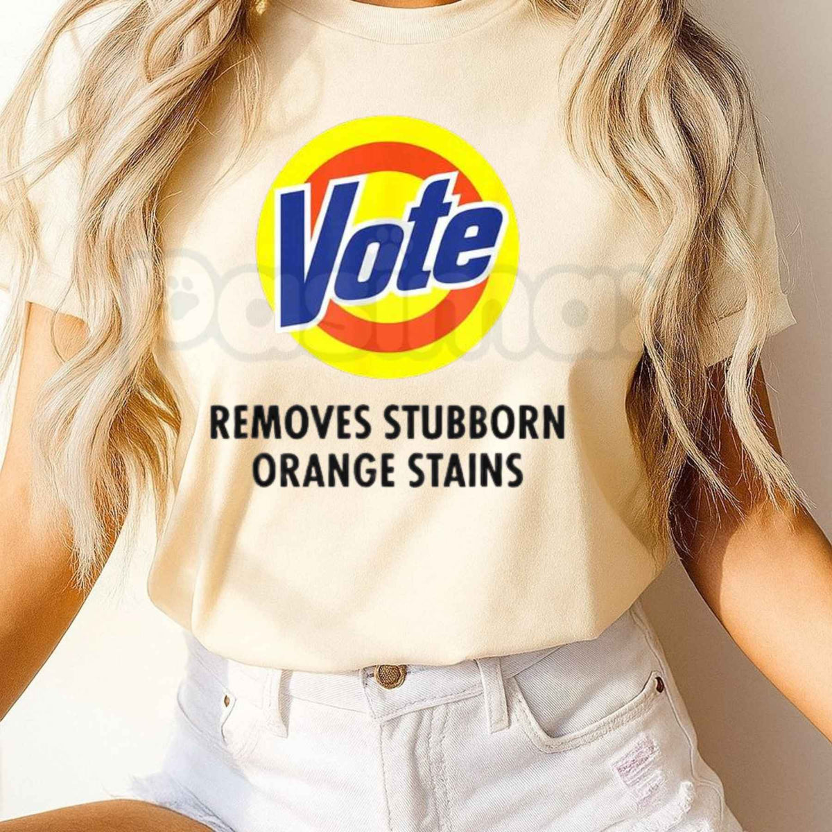 Vote Removes Stubborn Orange Stains T-Shirt – Funny Anti-Trump Political Unisex Tee-Pasimax