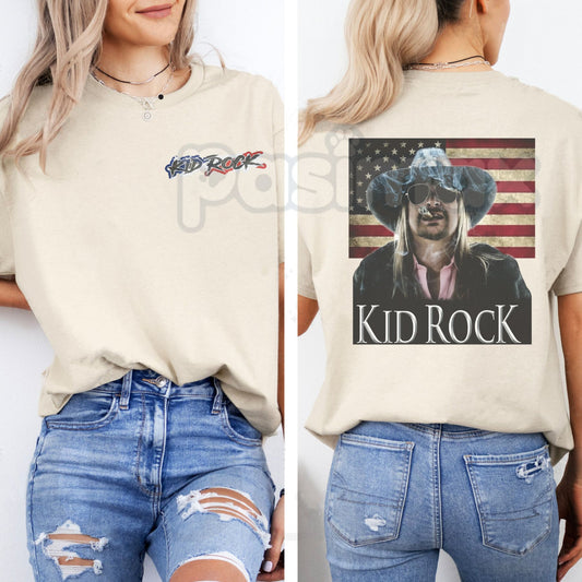 Vtg Kid Rock 2024 Tour Men’s T-Shirt - American Rock & Roll Graphic Tee, Official Style Kid Rock Fan Apparel, Premium Heavyweight 100% Cotton Concert Top, Patriotic Music Tour Shirt, Vintage Style Rock Star Streetwear-Pasimax