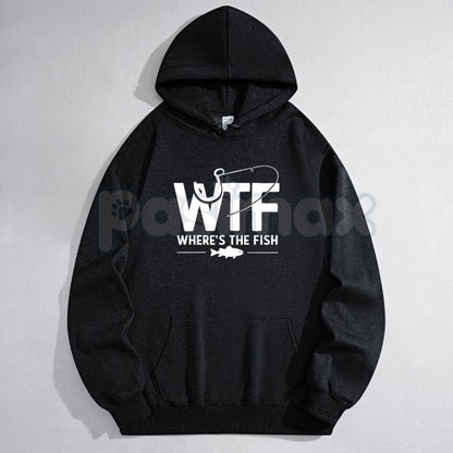 "WTF, Where Is The Fish" Hoodie – Funny Fishing Meme Pullover, Angler Humor Apparel & Statement Gear, Unisex-Pasimax
