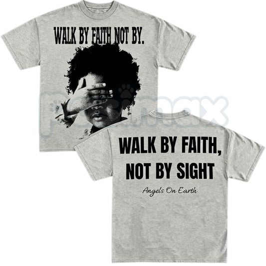 Walk By Faith Not By Sight T-Shirt – Christian Inspirational Cross Graphic Tee, Religious Faith-Based Unisex Cotton Shirt-Pasimax