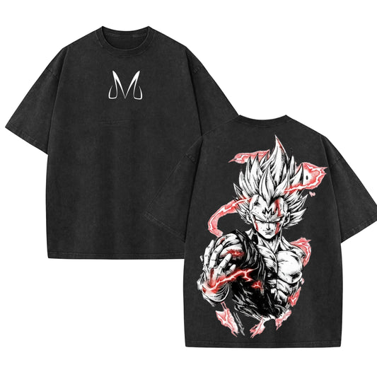 Warrior Power Vintage Washed T-Shirt – DBZ Inspired Anime Graphic Tee, Saiyan Streetwear-Pasimax