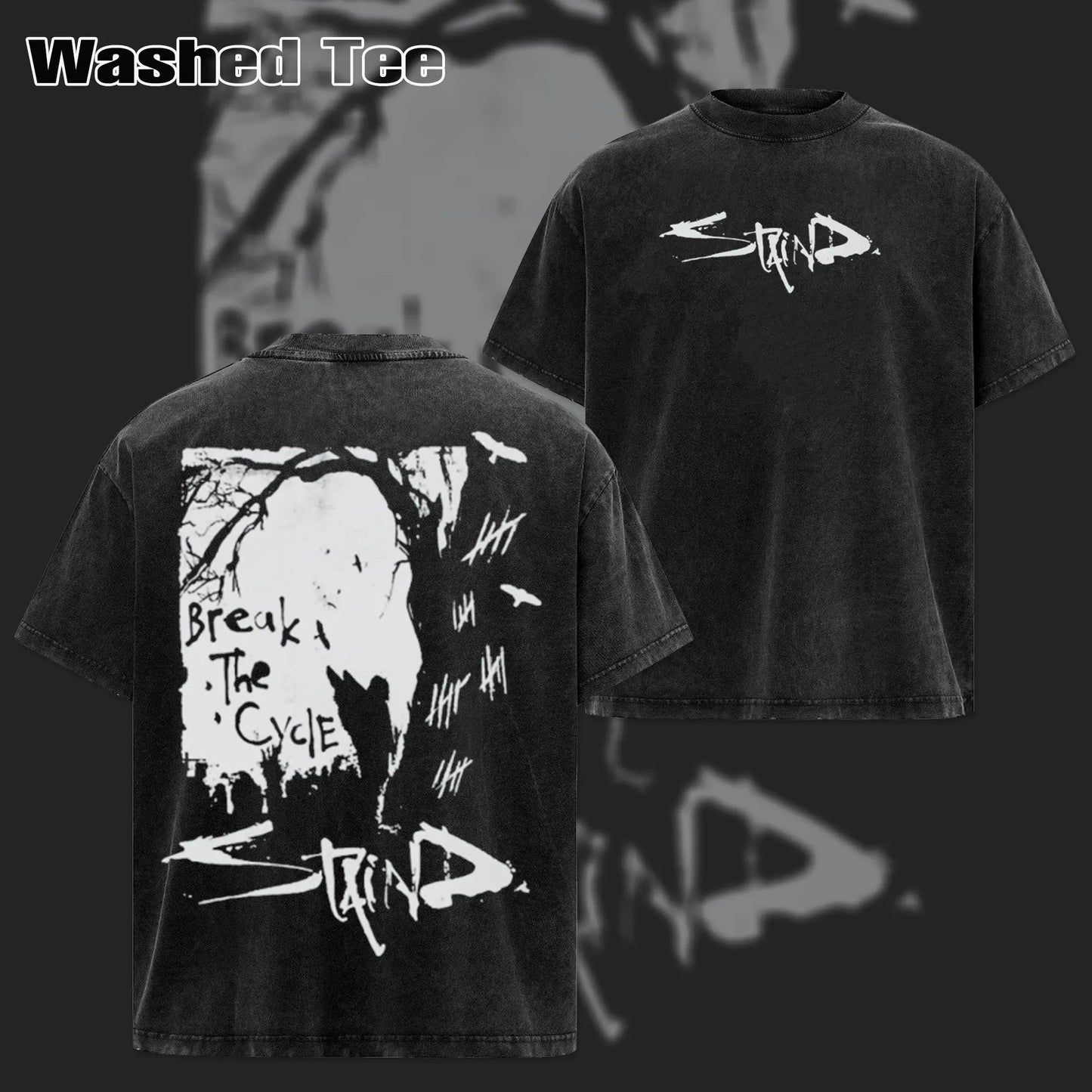 Retro Staind Break The Cycle Band T-Shirt – Nu-Metal Rock Graphic Tee, Vintage Washed Heavy Alternative Cotton Tour Top, Grunge Music Merch