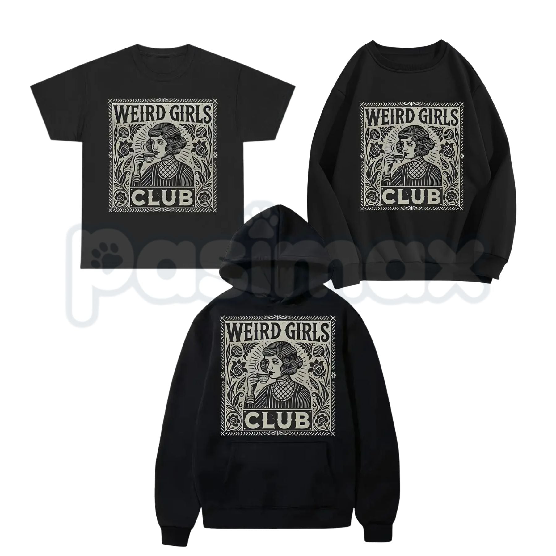 Weird Girls Club Aesthetic Tee – Whimsy Goth Celestial Hoodie & Dark Academia Sweatshirt-Pasimax