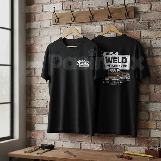 Weld Racing C10 Truck Classic T-Shirt – Retro Square Body 2-Sided Graphic Tee, Premium 100% Cotton Custom Pickup Top, Soft Lived-In Heavyweight Trucker Gift, Made in USA-Pasimax