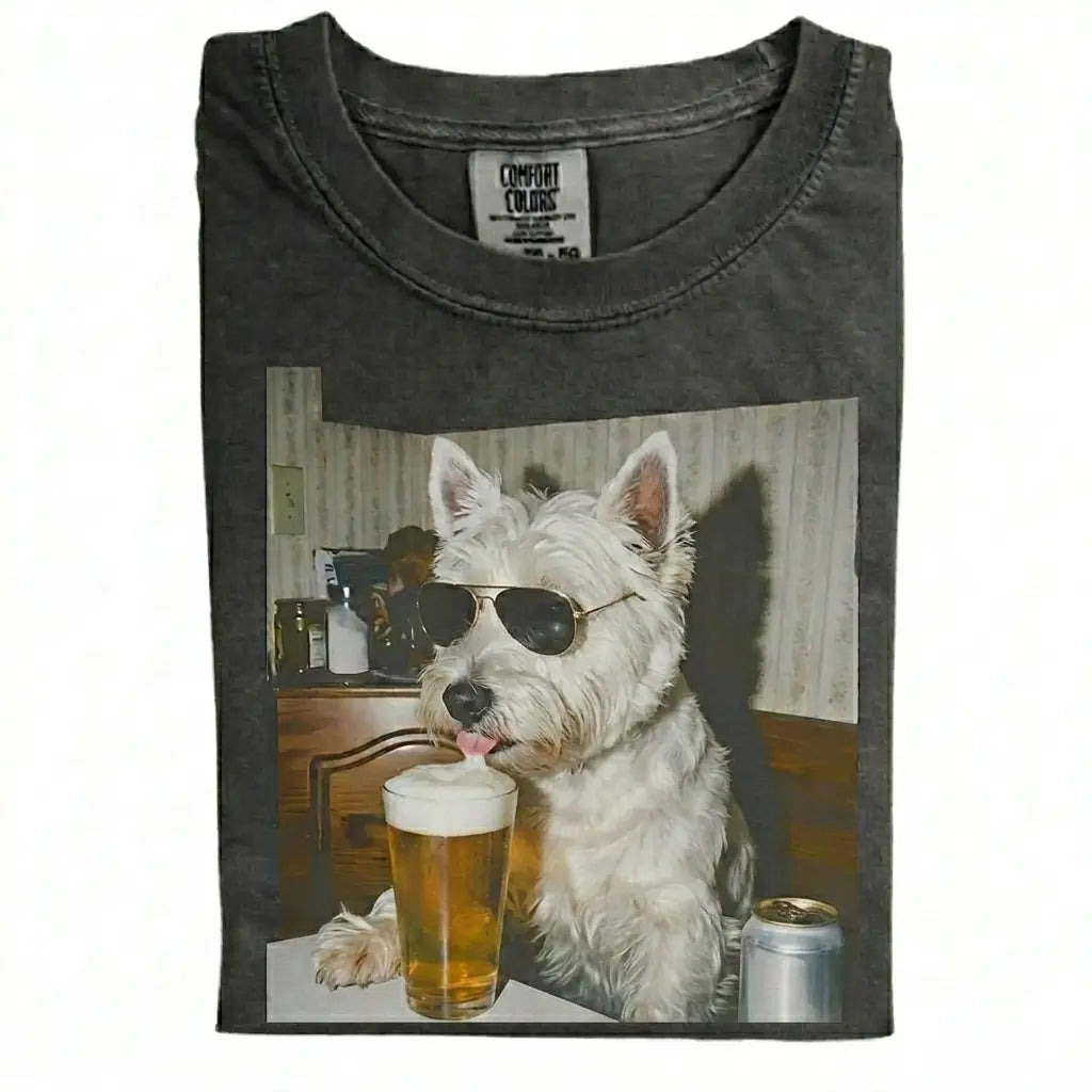 Comfort Colors® Custom Dog Breeds Drinking Beer T-Shirt – Vintage 90s Funny Edgy Dog Meme Tee, Aesthetic Retro Brewery Lover Dog Dad Gift Top