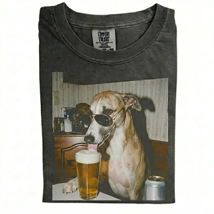 Comfort Colors® Custom Dog Breeds Drinking Beer T-Shirt – Vintage 90s Funny Edgy Dog Meme Tee, Aesthetic Retro Brewery Lover Dog Dad Gift Top